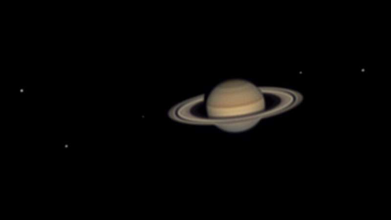 Saturn and the 5 innermost major moons