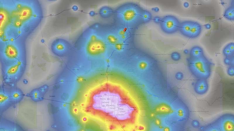 Sedona Light Pollution Map