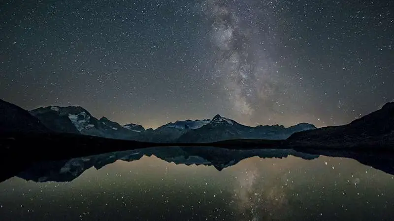 stargazing reflections on a mountain lake