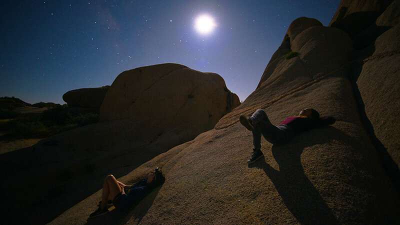 Stargazing under a full moon in Joshua Tree National Park
