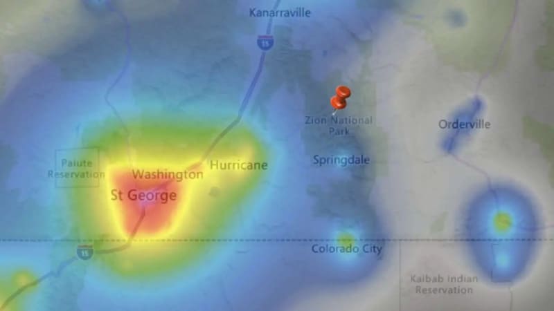 Is Zion a Dark Sky Park Light Pollution Map