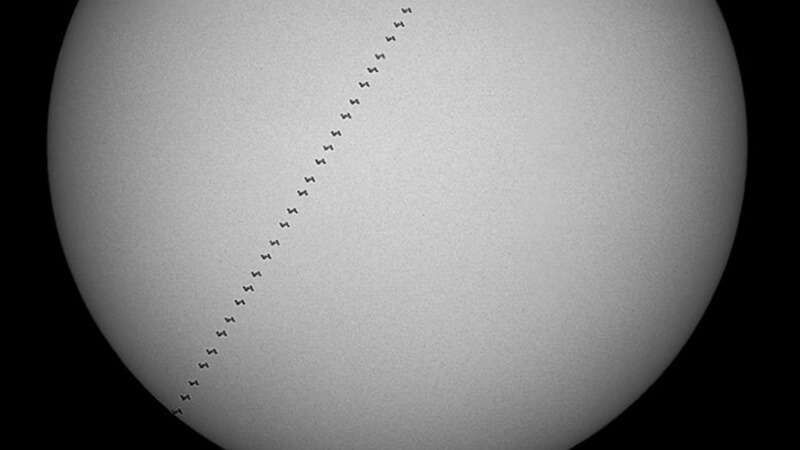 ISS solar transit captured using 900mm 7.5 telescope photo credit John Purvis Flickr 2