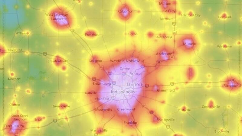 Indianapolis Light Pollution Map