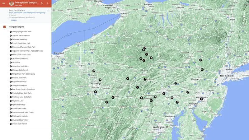 Google-Map-of-Pennsylvania-Stargazing