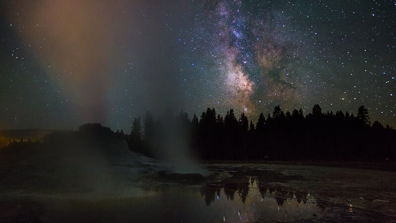 Castle Geyser Milky Way photo credit Yellowstone National Park Flickr