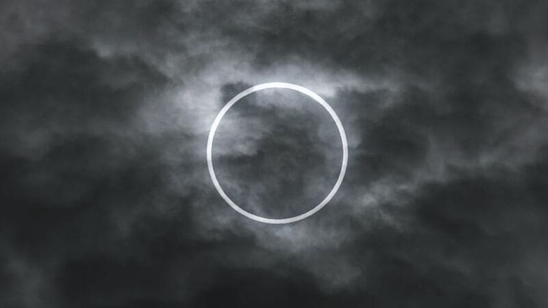Ring of Fire Solar Eclipse through the clouds