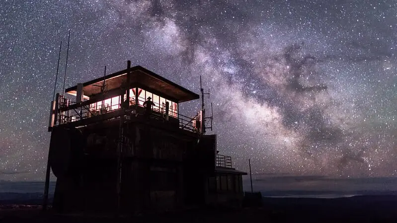 Washburn Fire Lookout under the Milky Way photo credit Yellowstone National Park Flickr