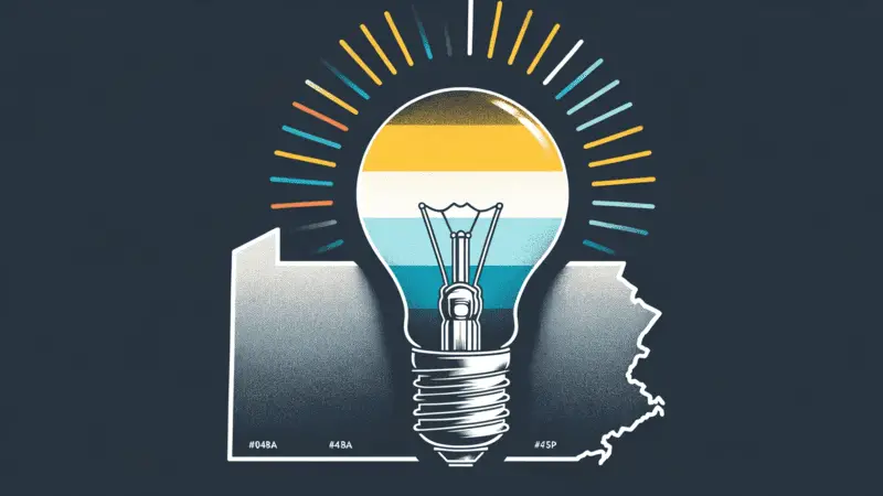 Illustration of a light bulb symbolizing light pollution over Pennsylvania