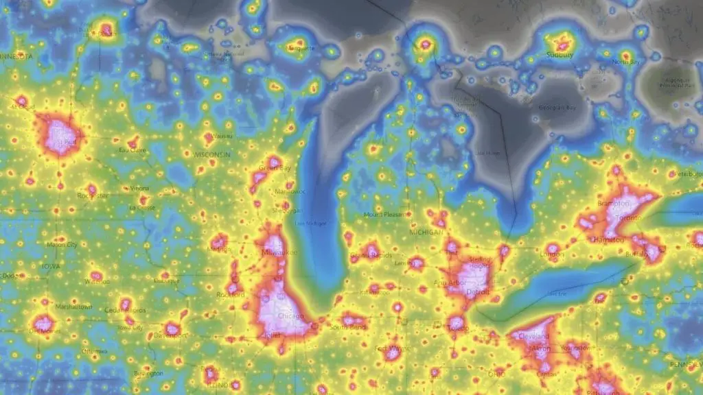 Light Pollution Map Michigan 1