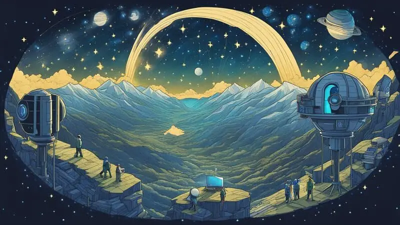 Stargazing Observatory in the Mountains Illustration