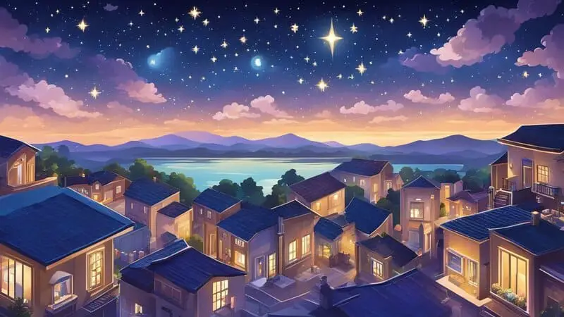 Starry Night over City Illustration