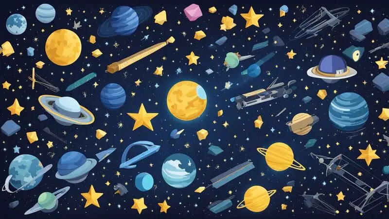 Stars Planets and Other Things Fill the Night Sky Illustration