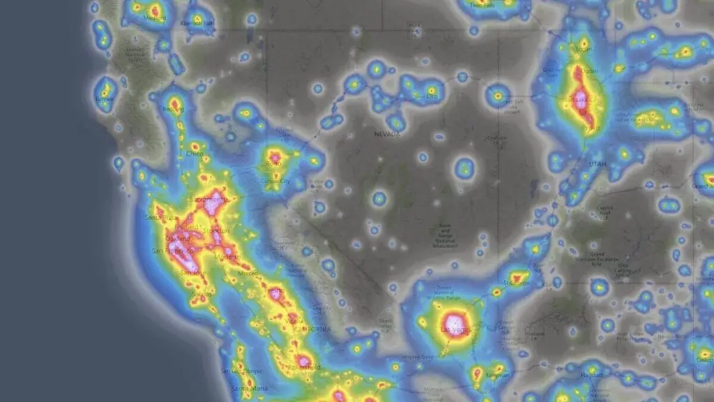 Nevada Light Pollution Map